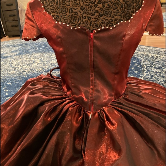 Elegant Cognac (dark orange) vintage look dress - Picture 13 of 16